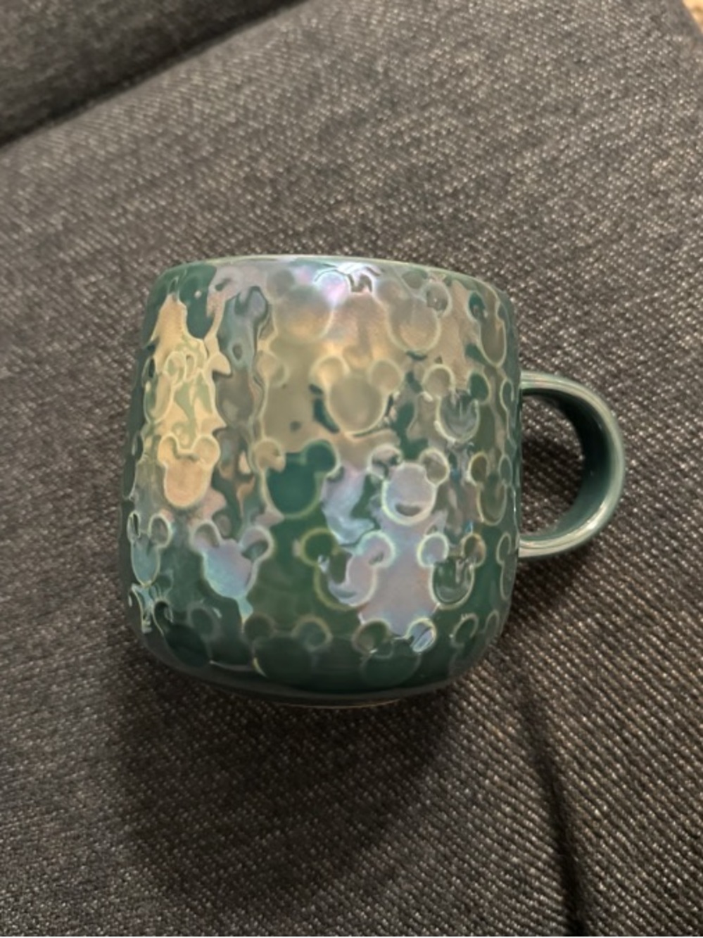Iridescent Green Ceramic Mug with Bubble Texture